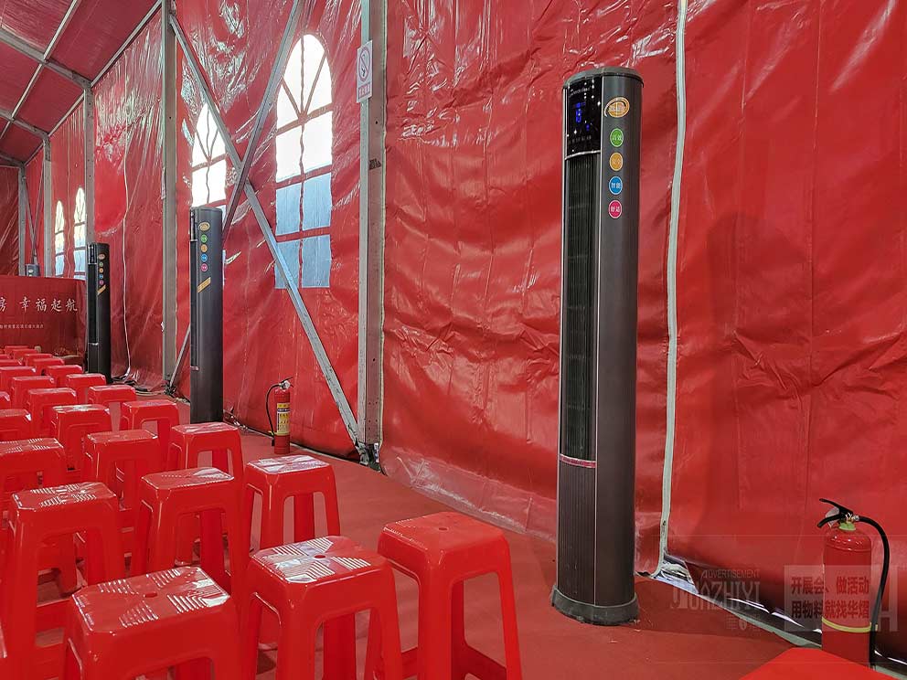 室外低温天气搭建篷房使用租赁空调很合适